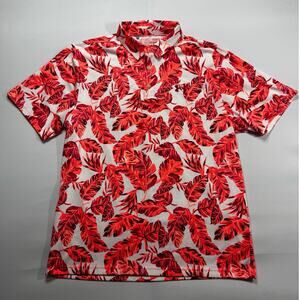 Under Armour Men's Neon Orange White Floral The Playoff Polo Shirt - Size L
